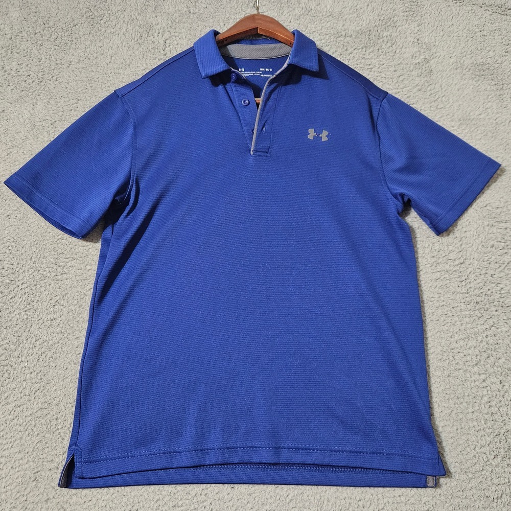 Under Armour Golf Men's‎ UA Tech Textured Polyester Polo Shirt Blue Size Medium